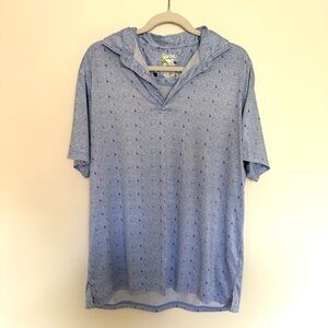 TailorByrd Blue Golf Polo Flamingos